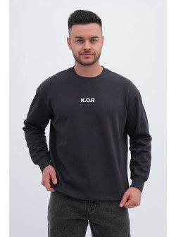 Cвітшот з принтом K.O.R 1002 Темно-сірий