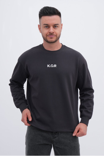 Cвітшот з принтом K.O.R 1002 Темно-сірий
