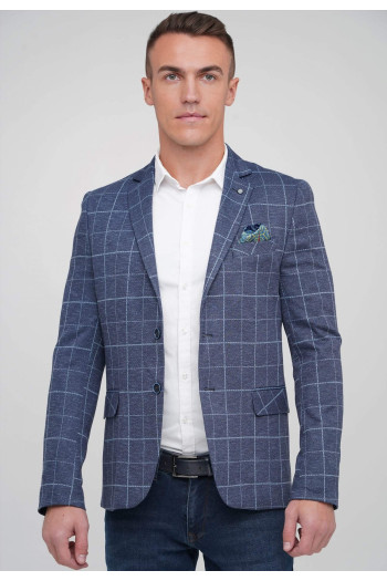 Піджак Trend Collection 6266 Синій+клітинка (V02)