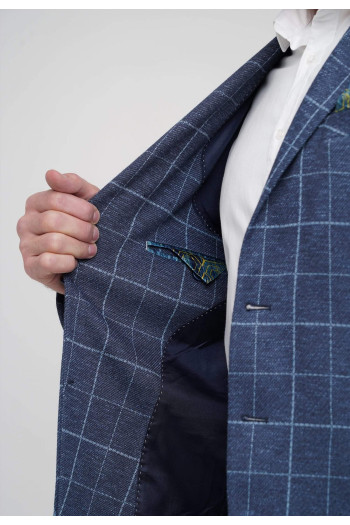 Піджак Trend Collection 6266 Синій+клітинка (V02)