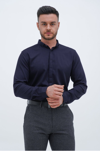 Cорочка однотонна Trend Collection 10766-10 Темно-синій (Color V03)