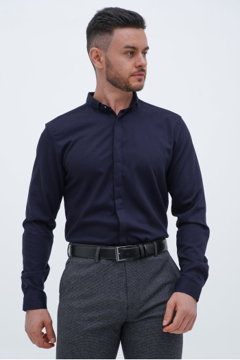 Cорочка однотонна Trend Collection 10766-10 Темно-синій (Color V03)