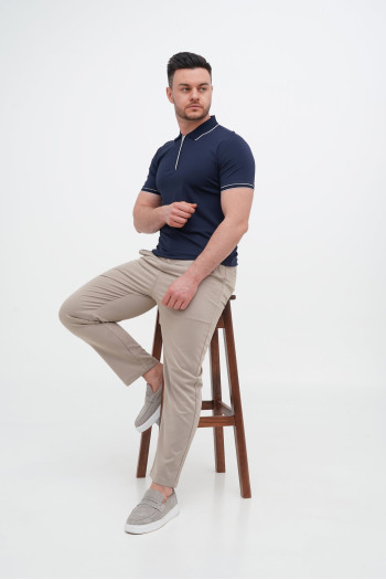 Футболка поло однотонна K.O.R 2403-2 Темно-синій (кол. 45)