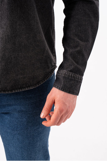 Сорочка джинсова однотонна K.O.R 7738 Чорно-сірий (Black)
