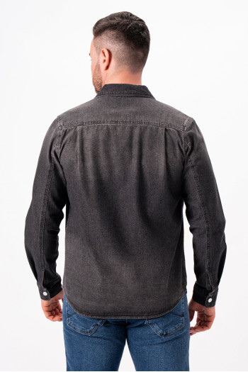 Сорочка джинсова однотонна K.O.R 7738 Чорно-сірий (Black)