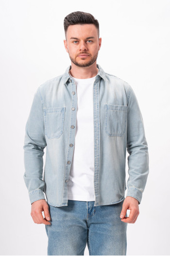 Сорочка джинсова однотонна K.O.R 7587 Блакитний (Baby blue)