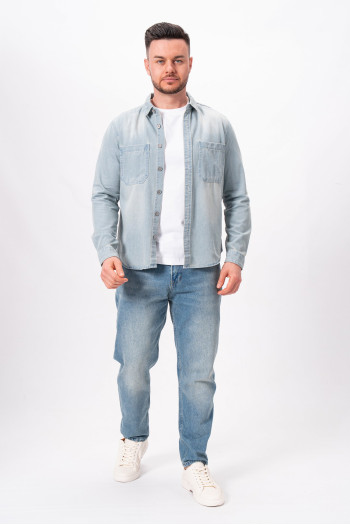 Сорочка джинсова однотонна K.O.R 7587 Блакитний (Baby blue)