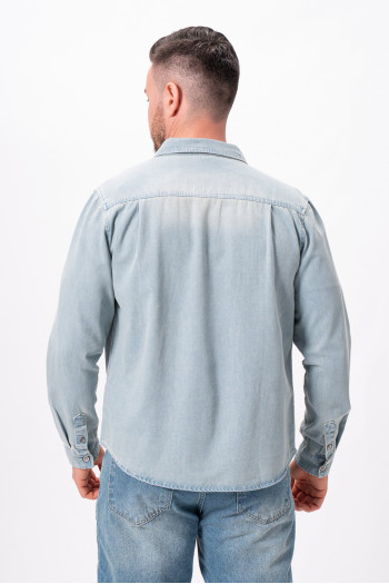 Сорочка джинсова однотонна K.O.R 7587 Блакитний (Baby blue)