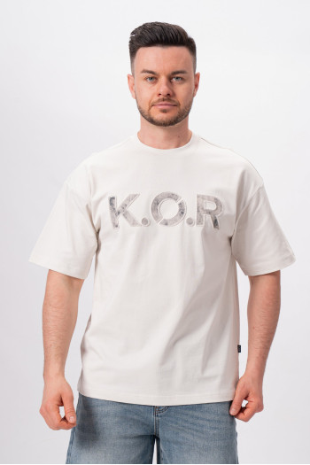 Футболка з принтом K.O.R 5063 Світло-сірий (LIGHT GREY)