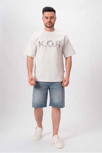 Футболка з принтом K.O.R 5063 Світло-сірий (LIGHT GREY)