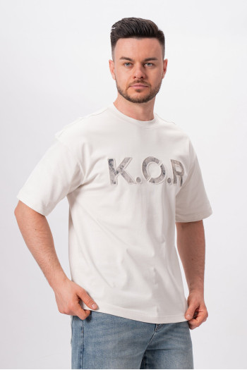 Футболка з принтом K.O.R 5063 Світло-сірий (LIGHT GREY)