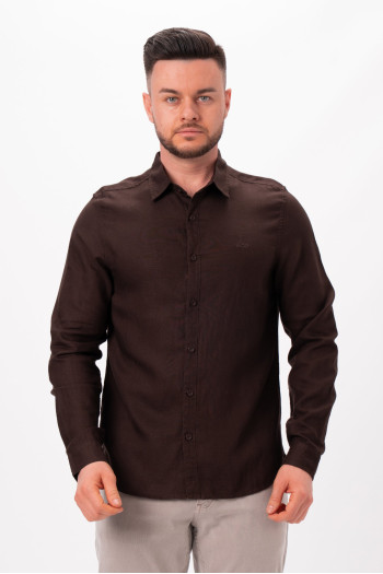 Сорочка льон K.O.R 8325 Коричневий (brown)