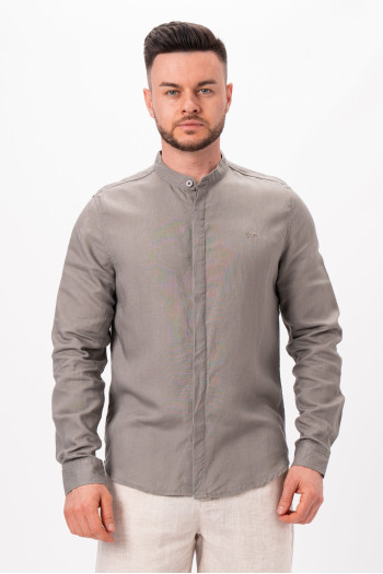 Сорочка льон стійка K.O.R 8333 Світло-сірий (light gray)