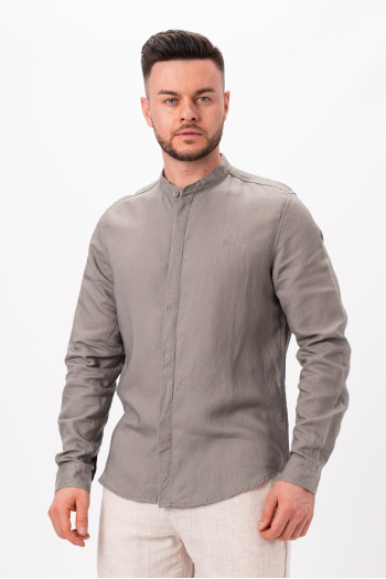 Сорочка льон стійка K.O.R 8333 Світло-сірий (light gray)