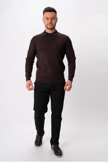 Джемпер поло трикотаж K.O.R 0207 Темно-коричневий (977/brown)