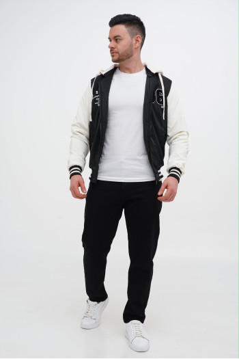 Бомбер Trend Collection 7736-1 Чорний+білий (BLACK)